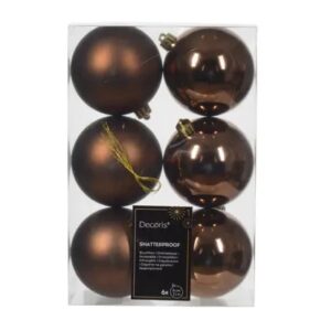 6 Piezas Bolas de Navidad Marrón Diámetro 8 CM - Adornos de Árbol de Navidad para Decoración Navideña