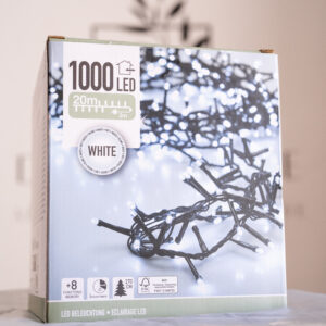 Luces de Navidad Guirnalda Luces Exterior con Enchufe, 1000 LED, Guirnalda Luminosas Decoracion con 8 Modos para Boda Fiesta Casa Árbol y Interior, Blanco Frío